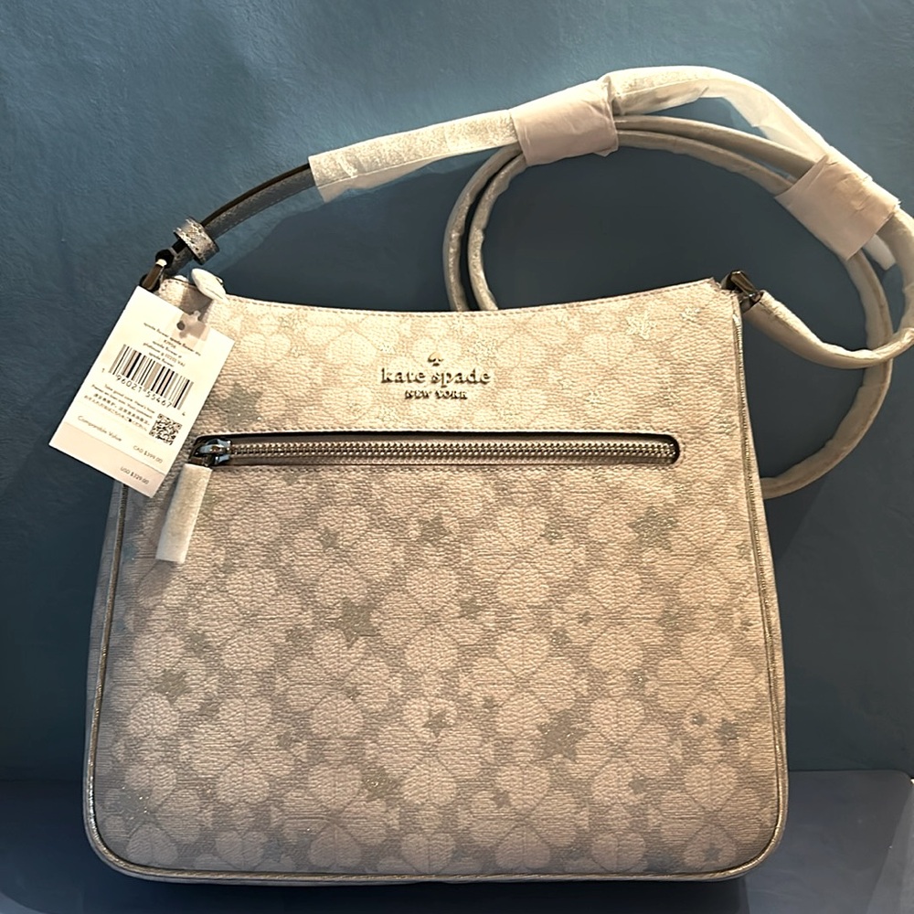 KATE SPADE CROSS BODY 💙💙 NWT Special Platinum with Sparkle SWEET BEAUTY 😶‍🌫️
